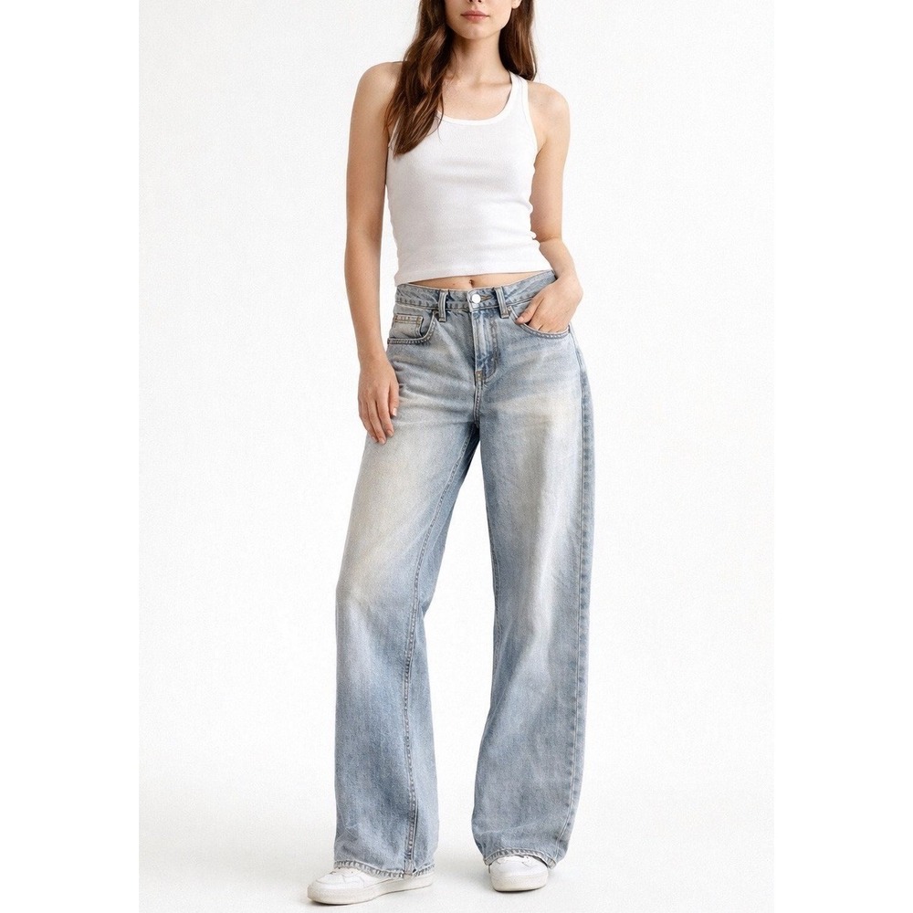 BDG Womens Tapered Baggy Blue Jeans Sz 25 Light Rinse Wide Leg Urban Outfitters
